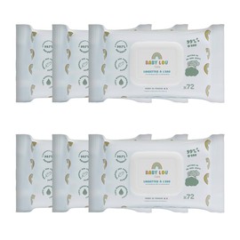 Water Wipes 6 x 72 Sachets | 99% Water | Soft and Soothing | Suitable from Birth | Suitable for Sensitive Skin | 99.7% Natural Origin Ingredients | Made in France