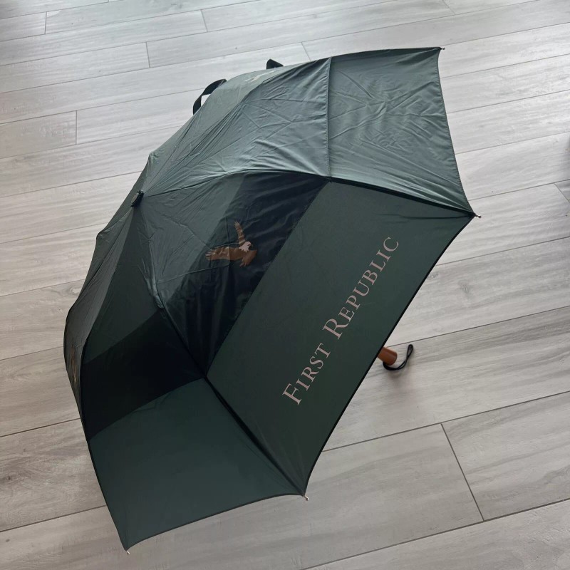 NEW FIRST REPUBLIC BANK Compact Umbrella Expandable Wood Handle