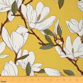 Erosebridal - Tela de magnolia de The Yard floral impermeable para exteriores, para niños, casas de campo, flores retro, para acolchar, costura, ramas naturales, decoración de tapicería, 3 yardas