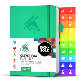 Clever Fox Daily Planner – Undated Planning Notebook with Hourly Schedule & To-Do List – Personal Day Task & Work Organizer, 6 Months (Emerald)