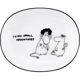 Moomin MM9403-326 Cecera Inglaze, Breakfast, Oval Plate, Bread Plate, Salad Plate, Approx. 5.5 x 4.7 x 1.2 inches (14 x 12 x 3 cm), 80th Anniversary, Craft, Art, Monotone, Necklace, White, Made in