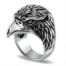 Vintage Hawk Eagle Ring for Men, Viking Eagle Head Rings, USA Flying American Bald Eagle Ring, Gothic Eagle Amulet Ring, Punk Animal Eagle Jewelry Jewelry for Veterans Men Mens (10)