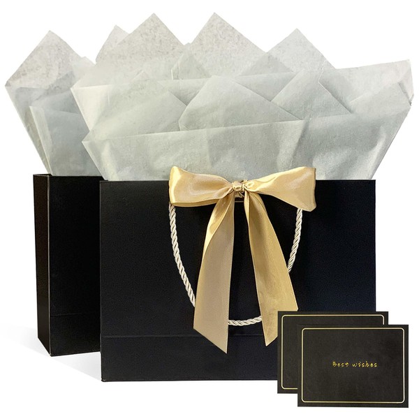 Gfractolux Gift Bags Medium Size, 2 Pack Gift Bags with