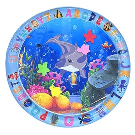Agvdg Water Sensor Play Mat Round Water Sensor Play Mat for Cats Dogs Kids Thickened Interactive Cool Comfort Dolphin Motifs 65 cm