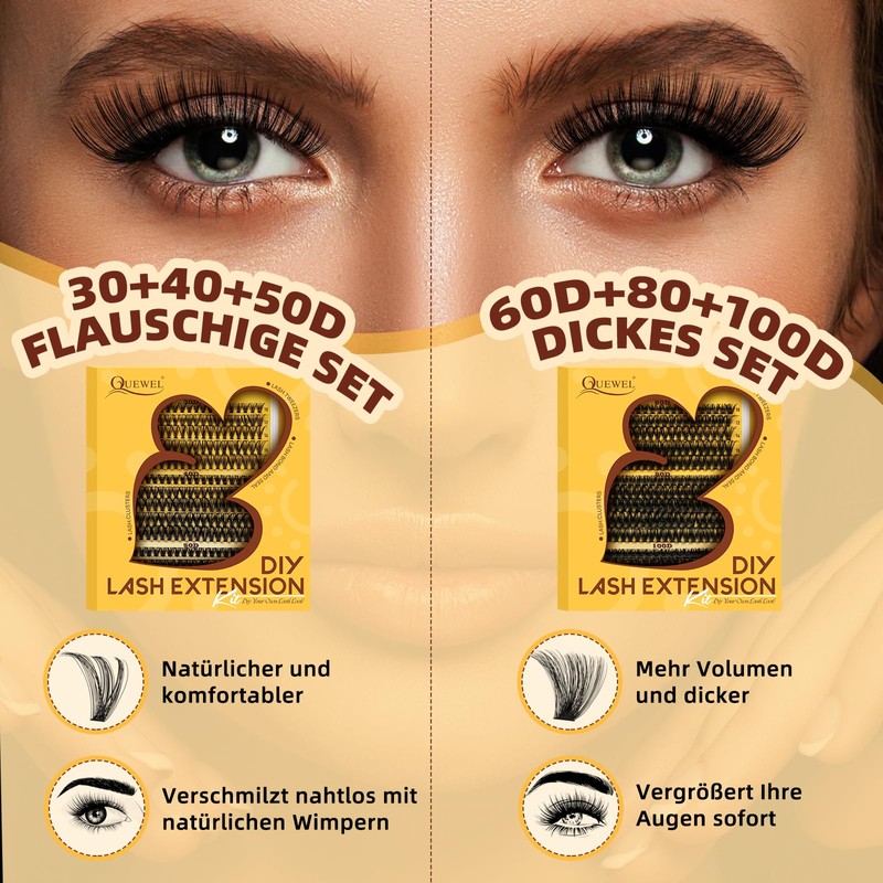 QUEWEL 280 Pieces Eyelash Extensions Set, 30 + 40 +