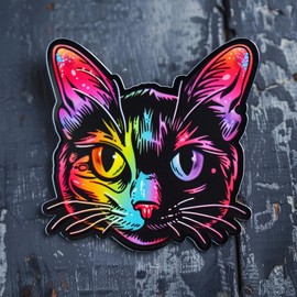 Generic Rainbow Kitten Cat Lover Black Sticker for Car, Bike, SUV, Truck, Helmet, Laptop, Water Bottle, Notebook, Decal Window, Guitar, Skateboard, Bumper Vinyl Sticker 5 inch, KG 151