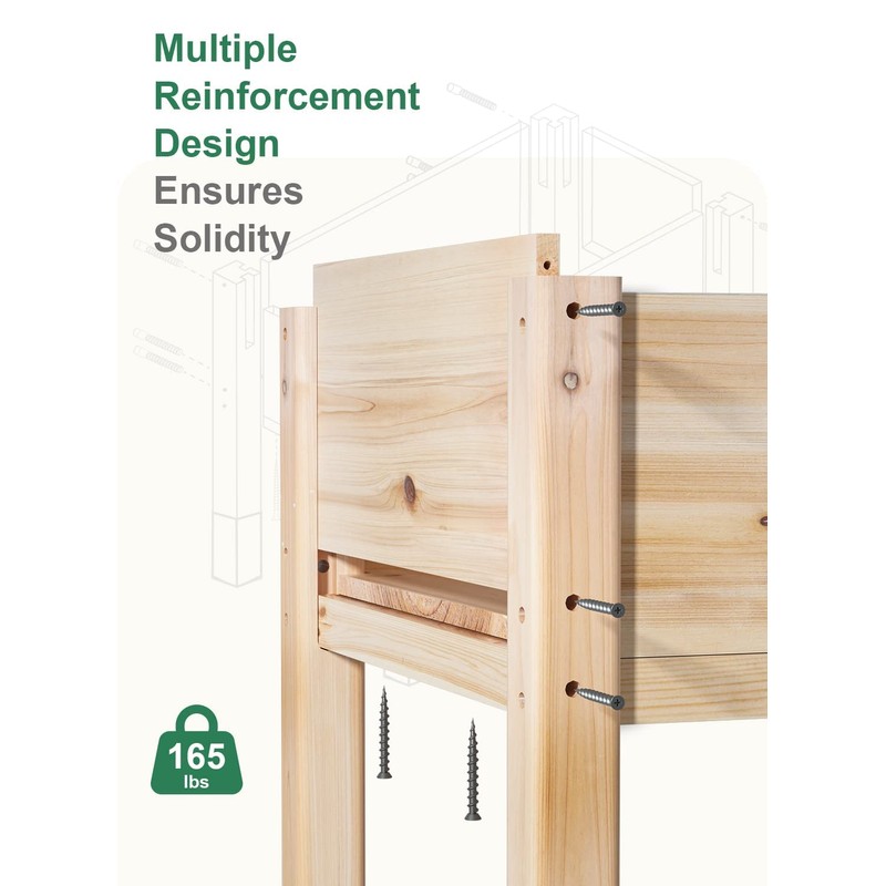 MIXC Wooden Raised Garden Bed with Legs, 48”L X 24”W,