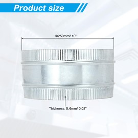 PATIKIL 10 Inch Duct Connector Coupling, Galvanized Steel Straight Dryer Vent Coupler Flexible Ducting Collar Connector Round Crimped Ventilation Duct Extension for HVAC System Pipe