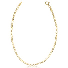 Kooljewelry 10k Yellow Gold Figaro Link Bracelet (2.3 mm, 7.25 inch)
