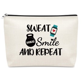 Workout Gift for Women Makeup Bag Gifts for Gym Fitness Lovers Athletic Trainer Bodybuilding Gift Retirement Birthday Present for Sister Friend Female Body Builder Keepsake Cosmetic Bag