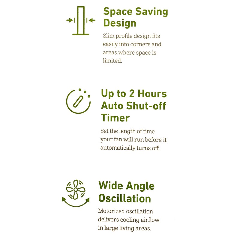 Holmes HTF3131-BTU Oscillating Tower Fan with 3 Speed Settings, 31