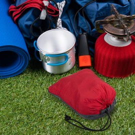 Relaxdays Hängematte Outdoor, Reisehängematte für 2 Personen, Ultraleicht, Camping, bis 200 kg, BT: 152x255 cm, rot-grau