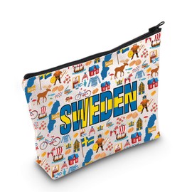 WZMPA Sweden Travel Bag Swedish Souvenir Gift Sweden Travel Culture Zipper Pouch Bag Sweden Tour Merchandise (Sweden)