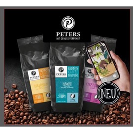 Peters Mit Genuss verführt | Henny's Roasting Maragogype | Talking Coffee AR | Augmented Reality App | Whole Beans | Coffee Beans | Ideal for Fully Automatic Machines | Arabica | With Caffeine | 250 g