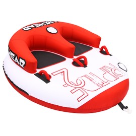 Airhead Riptide 2 Towable 1-2 Rider Tube for Boating and Water Sports, Kwik-Connect Tow and Two Patented Speed Safety Valves for Easy Inflation and Deflation