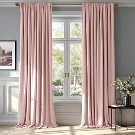 MIULEE Baby Pink Velvet Curtains Thermal Insulated Blackout Curtain Drapes for Bedroom Living Room Darkening 84 Inches Long Curtains Panels Rod Pocket Set of 2