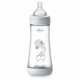 Chicco PERFECT 5 Biberón anticólicos de 300 ml, biberón de flujo rápido para mayores de 4 meses con tetina de silicona suave, biberón similar al pecho