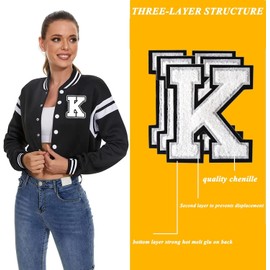 3PCS Letters Patch Large Size Letter Patches Patches for Clothing DIY English Letter Decoration Patch (Black and White, One Size)