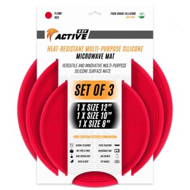 Multi Use Silicone Mat Microwave Pot Holders, Microwave Cover for Food, Trivet, Silicone Mat, Hot Pads, Silicone Pot Holders for Kitchen, Silicone Molds for Resin Trivet, Set of 3 Red Size 8+10+12 in