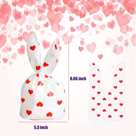 eyigylyo Valentine's Day Heart Candy Gift Bags, 50 PCS Valentine Plastic Treat Candy Bag Gift Goodies Bags for Valentine's Day Wedding Festival Party Supply,(5 x 8 Inch)