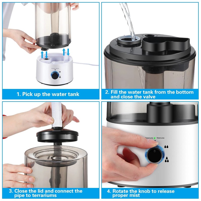 Dreyoo Reptile Humidifier Fogger, 4L Cool Mist Fog Mister with