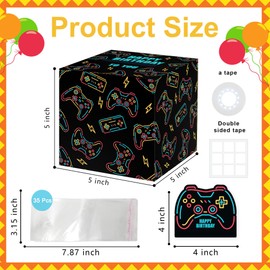 Azbuk Gamer Birthday Surprise Cash Box, Happy Birthday Money Box with Pull Out, Neon Design for Teens