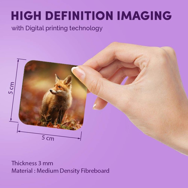 1 x Square MDF Fridge Magnet - Cute Ginger Fox