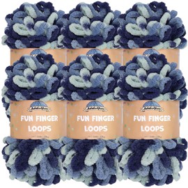 JubileeYarn Fun Finger Loops Yarn - Jumbo Polyester - 100g/Skein - Pegasus - 6 Skeins