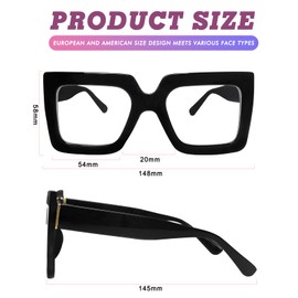 hoyuwak Oversized Square Blue Light Glasses Big Frame Computer Eyewear Thick Fashion Clear Glasses for Women Fashion