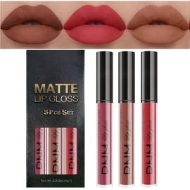 Lápiz Labial Mate De 3 Colores, Calendario De Adviento Maquillaje Lápiz Labial De Terciopelo, Lápiz Labial Impermeable, Lápiz Labial Mate Para Mujer Tinte En Barra Labial Mate Labiales Matte Larga Duracion Mate 24 Horas (SET 9#)