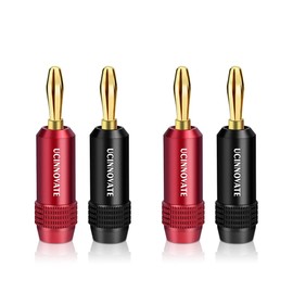 VVFLED Speaker Banana Plugs, 4PCS Premium 24K Gold Plated 4mm Banana Plugs for Speaker Wire HiFi Connection for Amplifiers, Speakers, Audio, A/V Receivers, Amplifiers, Stereo Systems