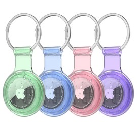 HATALKIN - Compatible con AirTag Case Impermeable Llavero Air Tag Holder Silicona a Prueba de Golpes AirTags Llaveros, Etiquetas de Cadena Buscadores de Artículos Accesorios 4 Pack