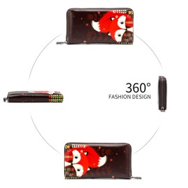 ANFUMAN Womens Wallet RFID Credit Card Holder Travel Leather Zipper Wallets for Women