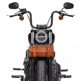 HANA EXPORTS Premium Brown Leather Biker Tool Bag – Durable Fork & Sissy Bar Bag for Motorcycles with Reinforced Straps, Perfect for Handlebars, Vintage-Style Leather Fork Bag for Heavy-Duty Storage