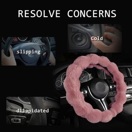 Pahajim Steering Wheel Cover Plush Steering Wheel Cover Winter Universal 36-39 cm Fur Steering Wheel Cover Warm Steering Wheel Protection Steering Wheel Cover Steering Wheel Protector for Men and