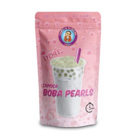 Premium Boba Tea Real Tapioca Pearls Ready in 3 Minutes by Buddha Bubbles Boba (Lychee)