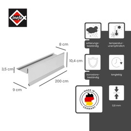 INEFA Aluminium Sheet with Waterfold, 200 cm, 1 Piece Silver Gutter Plate for Optimal Roof Drainage, Gutter Accessories, Aluminium Sheet