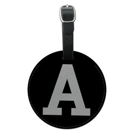 Graphics & More Letter a Initial White Round Leather Luggage Id Tag Suitcase Carry-on, Black