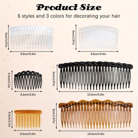 RETON 28 Pcs Non-Slip Plastic Twist Hair Clips and Combs Accessories for Women's Thick or Fine Hair (Black, Coffee, Transparent)