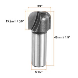 sourcing map 2pcs Bowl and Tray Bit 3/4" Cutting Diameter 1/2" Shank 1/4" Radius Carbide Tipped Carving CNC Router Bits for Woodworking Milling