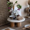 Bloomingville, Natural Round Elevated Marble and Wood Food Pedestal, Medium