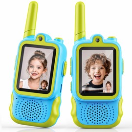 Startcan Video Walkie Talkies for Kids, 2 Pack Rechargeable Handheld Video Call Toys, Indoor Outdoor Toys Christmas Birthday Gifts for Boys Ages 3-8+ (Green)