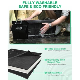 TK-YBX1ZSQ Trunk Organizer for SUV - Car Organizer with Removable Cooler Bag,Collapsible Multi Compartment 1680D Waterproof Sturdy Cargo Storage for Car Accessories Women Men (Extra Large)