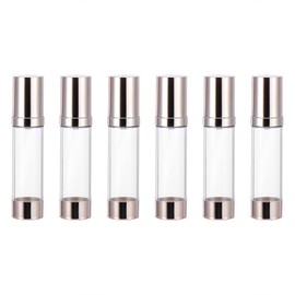 Healifty Refillable Airless Pump Bottle 50 ml Empty Cosmetic Dispenser Plastic Bottle for Lotion Cream Makeup Travel and Skin Care Set of 6