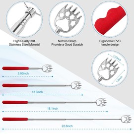 Yeipis 4 Pcs Different Back Scratcher Extendable Back Massager Tool with 吃, Metal Portable Telescoping Back Scratcher with Beautiful Box, Gifts for Men Women Stocking Stuffers (Red)