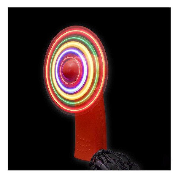 BLINXS LED Mini Fan / Hand Fan - Red or White Housing - LEDs Multicoloured Luminous - for Party, Festival, Summer or as a Great Gadget