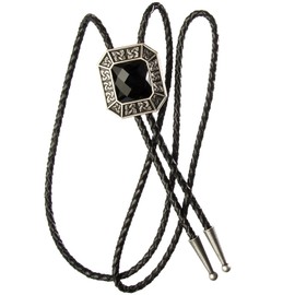 Piratenladen Bolo Tie Celts, Black Agate, Real Silver Plating, Cowboy Tie, multicoloured