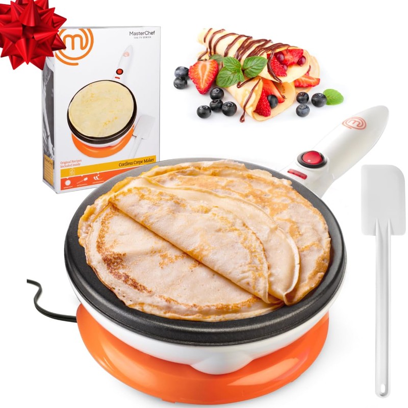 MasterChef Cordless Crepe Maker with Non-stick Dipping Plate plus Electric