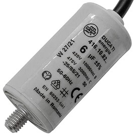 Lumonic Start-up capacitor 416.10.82 A [incl. cable 35 cm] | motor capacitor 6µF 425V 30 x 56 mm I capacitor in insulated plastic housing