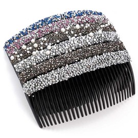 6 Pcs Plastic Hair Combs Rhinestone Hair Side Combs Decorative Bangs Hair Clip Headpieces Hair Accessoires for Women and Girls, Random Color